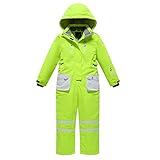 Einteiliger Skianzug für Jungen und Mädchen, Overall, winddicht, wasserdicht, Snowboarden, Schneeanzug für Kinder, Winter, Outdoor, Grün , 5 Jahre