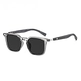 HANYX Tr90 Quadratische polarisierte Sonnenbrille für Herren und Damen, Retro, verspiegelte TAC-Linse, Sonnenbrille zum Autofahren, Angeln, Schwarzgrau, Medium