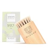 WLDOHO® Gesichtsbürste aus 100% Naturborsten I Trockenbürsten Massage I Gesichtsreinigungsbürste aus Zertifiziertem Buchenholz I Fördert nachhaltig die Gesundheit der Haut