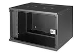 DIGITUS Netzwerkschrank - 19-Zoll Rack 7 HE - Unmontiert - Wandmontage - 400 mm Tiefe - 327 mm Nutztiefe - Traglast 60 kg - Glastür - SOHO Pro-Serie - Schwarz