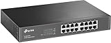 TP-Link TL-SG1016D 16-Port Gigabit-/Netzwerk Switch (Rackmount, 32Gbit/S Switching-Kapazität, Geschirmte RJ-45 Ports, Metallgehäuse, Igmp-Snooping, Unmanaged, Plug-und-Play) Schwarz
