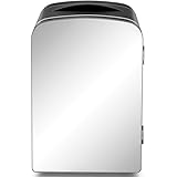 Iceman Verspiegelter 4 Liter Mini-Kühlschrank, Hautpflege, Make-up-Aufbewahrung, Seren und Gesichtsmasken, klein für den Schreibtisch oder auf Reisen, kühlen & heizen, kosmetische Anwendung, Schwarz