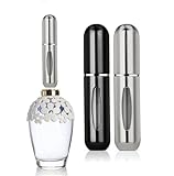 Frogetu 2 Stück 5ml Parfüm Abfüller Portable,Parfümzerstäuber Nachfüllbar,Zerstäuber Parfüm,Mini Parfüm Zerstäuber für Unterwegs, Leer Sprühflasche mit Fenster für Handtasche,Reisen (schwarz silber)