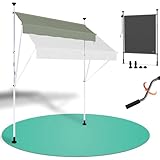 Strattore Klemmmarkise/Balkonmarkise 300 cm Breit Sonnenschutz Markise - ohne Bohren - Manuell einziehbar 200 cm Stofflänge - für Balkon, Terrasse, Garten - Matcha Grün