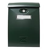 Amig - Briefkasten Modell 7 für den Außenbereich | Modernes Design mit Sichtfenster | Einfache Installation | Sicher mit Schloss und 2 Schlüsseln | Ideal für DIN A4, Grün, Kunststoff