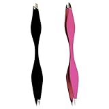 Augenbrauenpinzette, 2 Stück, doppelseitige Edelstahl-Pinzette mit spitzer und schräger Spitze für Gesichtshaar, eingewachsenes Haar, Perückenzupfen, Make-up-Werkzeuge
