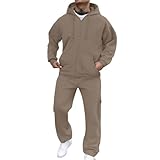 Tracksuit Jogginganzug Herren Trainingsanzug Herren Einfarbig Luftige​ Tracksuit Kapuze Warme Y2K Baumwolle Gym Sportanzug Reißverschluss​ Bequem Für Atmungsaktiv Fit​ Freizeitanzug Jogginganzug
