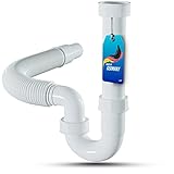 LOBENSWERK Flexibler Ablaufschlauch - 100% Wasserdicht - Siphon Küchenspüle mit G 1 1/2' und 40/50mm Einsteckmaß - Geruchsverschluss + Dichtungen