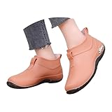 Richymfa Gepolsterte Regenstiefel für Damen, bunt, rutschfest, winddicht, bequem, Arbeitsstiefel, Outdoor, Stiefeletten, mittlere Höhe, Ankle Boot Mode, wasserdichte Schuhe, Damen, leicht, braun, 36