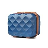 British Traveller Kosmetikkoffer Hartschale für Damen, Tragbarer Beauty Case als Handgepäck mit Griff und Spannengurt, Aufbewahrungskoffer für Makeup und Reise 31x25x17 cm, Blau