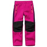 yeyity Kinder Skihose Cargo-Hose Softshellhose Jungen Mädchen Wanderhose Winter Outdoor Warm Gefüttert Wasserdicht Winddicht Schneehose(16010,Rose-New,L)