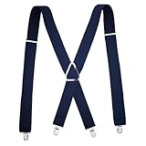 LSNNMU Herren-Hosenträger 2 Stück Hosenträger for Herren, verstellbar, elastisch, X-Rücken, for Damen,5 cm Breite, 4 Clips, hinten(Blue)