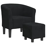 vidaXL Clubsessel, Sessel mit gepolstertem Sitz Armlehnen, Cocktailsessel mit Fußhocker, Loungesessel Relaxsessel Polstersessel, Schwarz Samt