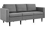 Yaheetech 3 Sitzer Sofa Gästesofa Modern Couch 3er Sitzsofa Bequeme Polsterung 188,5×79×80 cm fürs Wohnzimmer/Schlafzimmer/Gästezimmer, Sofateile unter dem Polster verpackt Hellgrau