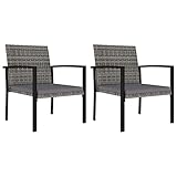 Outdoor-Sitzgelegenheit, Outdoor-Stühle für Zuhause, Garten, Esszimmerstühle, 2 Stück, Poly-Rattan, Grau