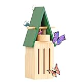 Holz Schmetterlingshaus für Garten 11.8x3.5 '' Schmetterlingshaus mit Lebensmitteln und Wasserfuttermittel.
