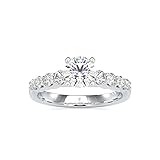 2 Karat Moissanit-Verlobungsring, Ehering, Verlobungsring, für Damen, aus 9 Karat Sterlingsilber, Stein, Moissanit