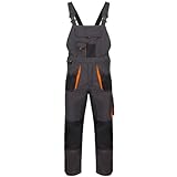 Luckyberg Herren Latzhose, Arbeitshose viel funktionale Taschen. Arbeitslatzhose Herren Größe: 44-62 (DE/NL/SE/PL, Numerisch, 58, Regular, Regular, Standard, Graphit)