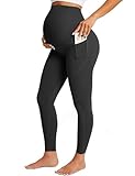 BAYDI Blickdichte Umstandsleggings High Waist Leggings mit Taschen Damen Schwangerschaft Leggings Lang Schwangerschaftshose für Zuhause Yoga Sport