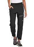 BALEAF Damen Outdoorhose Wanderhose Wasserdicht Schnelltrocknend Leicht Trekkinghose Capris UV Schutz UPF 50 Funktionshose mit Reißverschlusstasche Regular Version Schwarz M