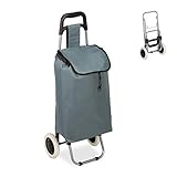 Relaxdays Einkaufstrolley, klappbar, 25 L Einkaufstasche mit Rollen, bis 10 kg belastbar, HBT: 91 x 40 x 30 cm, grau, 1 Stück