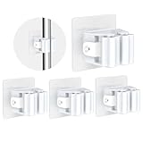 3-H Besenhalterung Wand Selbstklebend, Wandhalterung Besen ohne Bohren, Gerätehalter 4 Stück Set, Besenhalter für Gartengeräte, Werkzeugehlter für Badezimmer Küche Zuhaus Garten Garage (Weiß)
