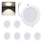 WeshLMPO LED Einbaustrahler 230V Flach 6er Set, 4W Deckenstrahler LED Spots, IP44 Deckenspots Led Einbauleuchten 380 Lumen Neutralweiß 4000K, für Schlafzimmer Badezimmer Wohnzimmer Küche