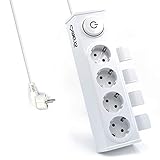 Welly Enjoy IT WY13160 - Schuko 16A-Steckdosenleiste mit 4 Positionen mit 'Easy On/Off' System für Stecker und Ein/Ausschalter, Weiß