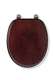 Croydex WC-Sitz aus massivem Kiefernholz mit Mahagoni-Effekt, ovale Toilettensitze aus Massivholz für zusätzlichen Komfort, verstellbare Messingscharniere, 48 x 38 x 7 cm, alle Beschläge enthalten