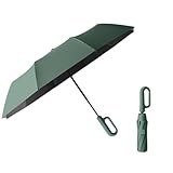 Regenschirm groß, 10 Rippen,Sturmfest –Automatisches Öffnen/Schließen, Golf Umbrella, Freien UV Schutz Faltender Sonnenschirm Taschenschirm UPF 50, Karabinergriff für Herren und Damen
