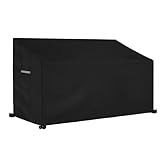 Dokon 4 Sitzer Gartenbank Abdeckung mit Belüftungsöffnungen, Wasserdicht Winddicht UV-Beständiges Schwerlast 600D Oxford Gewebe Schutzhülle für Gartenbank, Gartensofa (193x66x63/89cm) - Schwarz