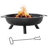 Outsunny Brasero Kamin Outdoor Feuerstelle rund Stahl mit Schürhaken Durchmesser 63 cm - schwarz