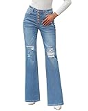Roskiky Baggy Jeans Y2K Zerrissene Jeans Damen Damen Weite Baggy Jeans Schlagjeans Damen Jeans Hosen Teenager Mädchen Himmelblau S