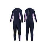 Goldfin Kinder-Neoprenanzug, für Jungen und Mädchen, 3 mm, Neopren-Reißverschluss hinten, hält warm für kaltes Wasser, Schwimmen, Tauchen, Schnorcheln, Surfen, Paddeln, Ganzkörper-Violett, Größe 4