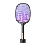 Elektrische Fliegenklatsche, 2 in 1 4000V USB Wiederaufladbarer Fliegenklatsche Elektrisch mit Ladebasis, Geeignet für Stechmücken, Fliegen und Motten (B)