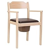 MaJSL Hygienischer Toilettenstuhl DUHA Nachtstuhl aus hochwertiges Holz Herausnehmbarer Eimer mit Deckel Zertifizierte Toilettenhilfe (Hellbraun)
