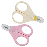 2 Stück Baby-Nagelschere, Sichere Baby-Nagelschere zum Verhindern von Hautquetschungen (Rosa, Beige)