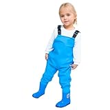 Generisch Wathose für Kinder wasserdicht Angeln Jagd Outdoor-Aktivitäten Kleinkinder Mädchen Jungen strapazierfähig bequem atmungsaktiv (Blue, 5-6 Years)