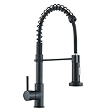 Hevenaov Wasserhahn Küche Schwarz, 360° Drehbar Küchenarmatur mit Brause Hochdruck Edelstahl, Mischbatterie Küche mit 2 Strahlarten