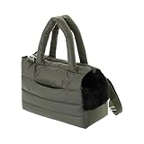 Transporttasche für Hunde und Katzen - Tasche für unterwegs, Dog Carrier -Schultertasche für Haustiere mit Gummiband mit Karabiner,bis 8 kg, olivgrün