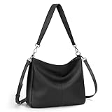 befen Damen Handtasche Echtleder Henkeltasche Shopper Tasche, Weiches Hobo Umhängetasche Schultertasche Frauen Mittelgroße mit 2 Schultergurten - Einfache Klassische Elegante, Schwarz