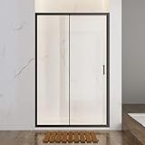 SONNI Duschkabine Duschschiebetür Matt-Schwarz, Verschiedene Größen 100/110/120 cm, ESG Klarglas Dusche Nischentür Einzelschiebetür, Glasschiebetür 120x185 cm