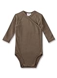Sanetta Baby-Wickelbody langarm beige aus Merino-Wolle & Seide | Nachhaltiger und süßer Wickelbody für Mädchen & Jungen aus Wolle-Seide-Mix. Baby Wickelbody