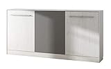 BIM Furniture Wandbett Horizontal Schrankbett Roger 90x200 cm Wandklappbett, Schrankklappbett, Schrank mit integriertem Klappbett, Funktionsbett (Craft Weiss/Graphit, Ohne zusätzlichen Regalen)