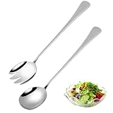 28 cm Salatbesteckset Edelstahl, 2 Stück Groß Servierlöffel Salatgabel, Löffel Edelstahl Göffel mit Langen Griffen, Küchenhelfer für Familie, Hotels, Restaurants