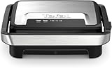 Tefal Inicio Compact 2-in-1 Kontakt- und Paninigrill, 1000 W, kompaktes Design, Edelstahlgehäuse, Saftauffangschale, antihaftbeschichtete Grillplatten, Edelstahl/Schwarz, GC270D10