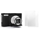 VOVMOEYA Kameratasche für Canon SX730 SX740[mit 2 Displayschutzfolien],Silikonhülle Kompatibel mit Canon PowerShot SX730 SX740 HS Digitalkamera,SX730 SX740 Tasche Hülle - Schwarz