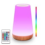 HOOMOOZ LED Nachttischlampe mit Fernbedienung, Touch Dimmbar Kinder Nachtlampe 13 Farben und 4 Modi, 1800mAh USB Aufladbar und Timing Funktion, Tragbar Nachtlicht für Camping Schlafzimmer Wohnzimmer