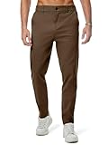 JMIERR Stretch Chino Hosen Herren für Business & Freizeit Bequeme Cargohose Männer Baumwolle Hosen Männer Stoffhose Braun, M