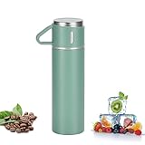 Thermosflasche Thermoskanne 500ml Auslaufsicher, BPA-Frei - Edelstahl Thermosflasche, Isolierflasche für Kaffee, Tee - Perfekt für Outdoor, Arbeit, Kinder, Schule, Baby (Grün) (Grün)